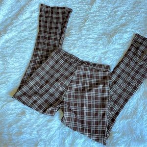 Urban Outfitters/ urban renewal brown plaid flare pants with a slit at bottom